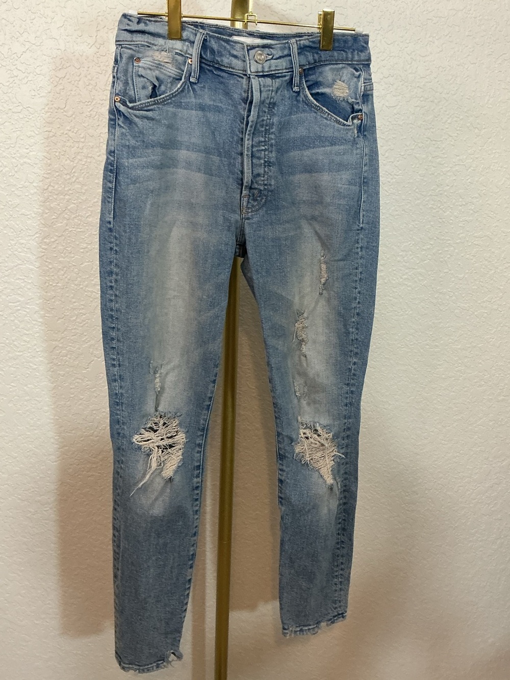 Mother Superior Light Blue Distressed Women’s Jeans button fly (B5)